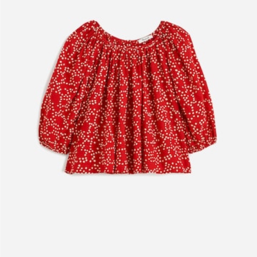 Madewell  Red and White Patterned Blouse